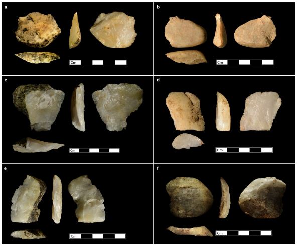 Foto 2: Lascas Completas, descartados durante o processo de martelamento pedra com pedra. Fonte: Proffitt, T. et al. Wild monkeys flake stone tools. Nature, 2016 